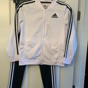 Girls Black and White Adidas Tracksuit